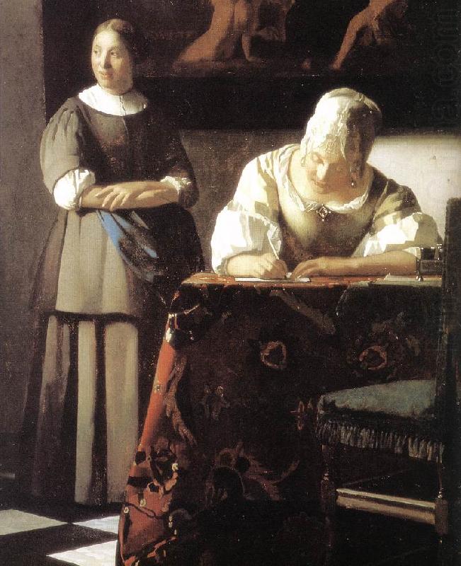 VERMEER VAN DELFT, Jan Lady Writing a Letter with Her Maid (detail)  ert china oil painting image
